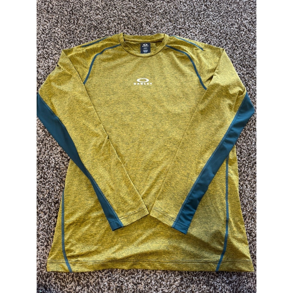 Oakley Hydrolix Performance Long Sleeve Shirt Yellow Green Athletic Men's XL
